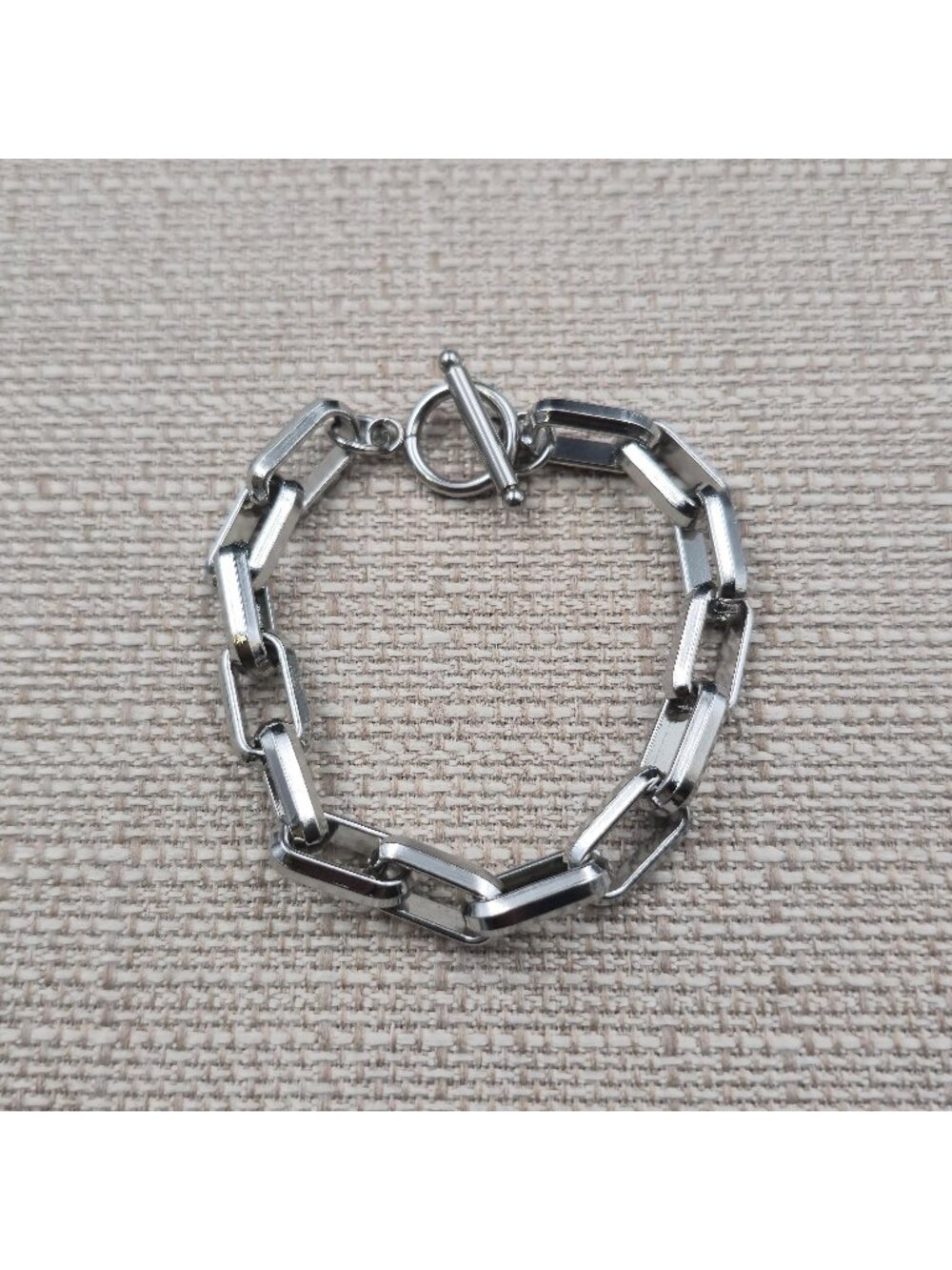 7 Inch Silver Plated Paperclip Link Chain Bracelet A7324